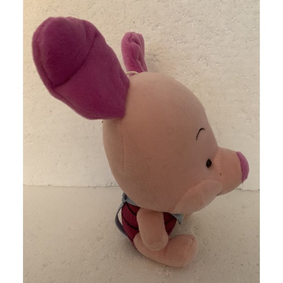 Disney Pink Plush Baby Piglet Large Head Bib 7" Hanging Suction Cup Stuffed Toy - Picture 7 of 12